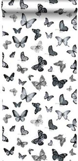 behang vlinders zwart en wit Blauw