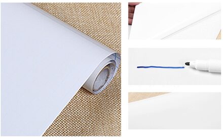 Behang Whiteboard Sticker White Board Zelfklevende Schrijven Memo Board Verwijderbare Muursticker Voor Office School Thuis 60x200cm wit