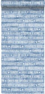 behang zomerse quotes blauw