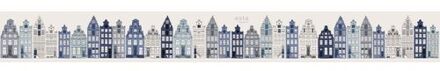 behangrand Amsterdamse huizen blauw