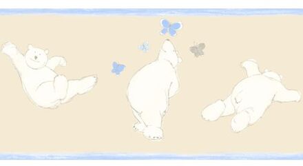 behangrand beren beige - 26,05 cm x 5 m - 177301 Beige, Blauw