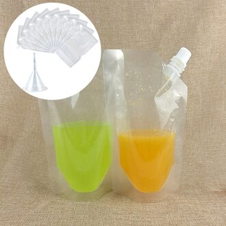 Behogar 10 Stuks Wegwerp Self-Seal Transparante Plastic Drank Dranken Kolven Pouch 1Pcs Trechter Voor Home Office Party levert