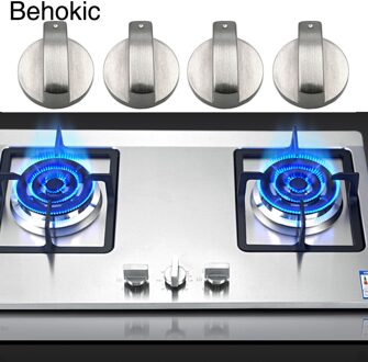 Behogar 4 Stuks Metalen 6 Mm Universal Silver Gasfornuis Bedieningsknoppen Adapters Oven Schakelaar Koken Oppervlak Controle Sloten