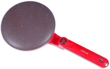 Behogar Mini Elektrische Crêpe Pannenkoeken Machine Anti-aanbak Draadloze Crêpe Pan Taart Plaat Voor Maken Pizza Tortilla Eu Plug stijl A EU rood