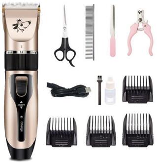 Behogar USB Oplaadbare Elektrische Hond Pet Hair Trimmer Grooming Remover Gereedschap Kit w/Borstel Schaar Nagelknipper 4pcs limiet Kammen stijl B