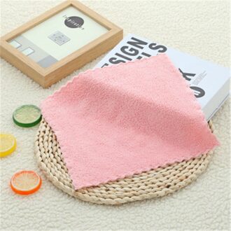 Bei 25*25Cm Quick Droge Coral Handdoek Hoofddoek Badkamer Huis Schoonmaken Effen Lenzenvloeistof Doek Drank Verslaafd Rags roze