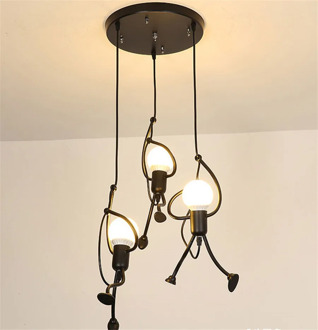 BEIAIDI Creative Iron Climbing Man Pendant Light Nordic Cartoon Doll LED Pendant Hanging Lamp Bedroom Dinning Room Decor Light