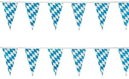 Beieren Oktoberfest vlaggenlijn - 2x - blauw/wit - 10 meter - kunststof - vlaggetjes versieringen