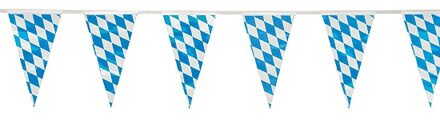 Beieren Oktoberfest vlaggenlijn - blauw/wit - 10 meter - kunststof - vlaggetjes versieringen Multi