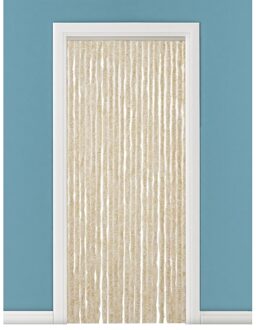 Beige anti insecten kattenstaarten gordijn 90 x 220 cm - Vliegengordijnen