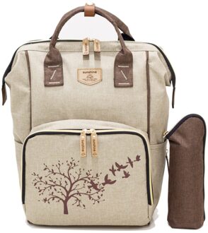 Beige Boom Patroon Moeder Babyverzorging Rugzak En Hanger Beugel En Thermische Biberonluk