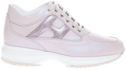 Beige en Roze Lage Sneakers Hogan , Pink , Dames - 35 EU