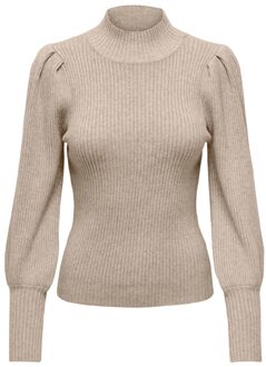 Beige Gebreide Trui met Hoge Hals Only , Beige , Dames - Xl,L,M,S