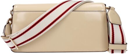 Beige Leren Schoudertas - One Size