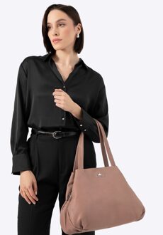 Beige leren shoppertas voor dames