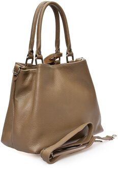 Beige Leren Tas - One Size