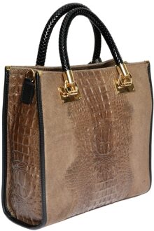 Beige Leren Tas - One Size
