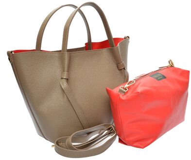 Beige Leren Tas - One Size