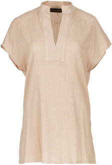Beige Linen Style Sleeveless Top - maat Zand
