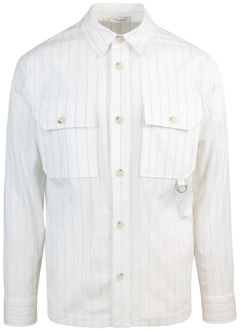 Beige Overhemd met Lange Mouwen en Zakken Paolo Pecora , White , Heren - Xl,L,M
