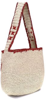 Beige Raffia Schoudertas