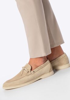 beige suède mocassins voor heren