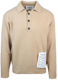 Beige Sweater met Overhemdkraag in Regular Fit Amaránto , Beige , Heren - XL