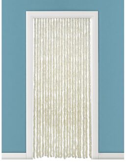 Beige/wit anti insecten kattenstaarten gordijn 90 x 230 cm - Vliegengordijnen