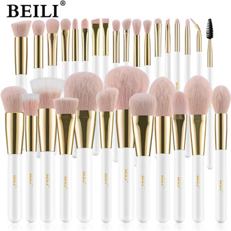 Beili Make Up Borstel Set Professionele Wit Gezicht Make-Up Kwasten Roze Synthetisch Haar Oogschaduw Blush Contour Foundation Brush zwart