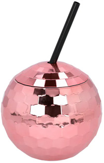 Beker Discobal Met Rietje Roségoud Roze, Goud - Brons