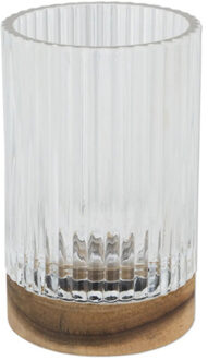 Beker Haceka Lijnen Mat Glas Acaciahout Haceka