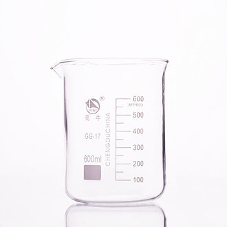 Beker in lage vorm, Capaciteit 600 ml, buitendiameter = 96mm, Hoogte = 127mm, laboratorium beker