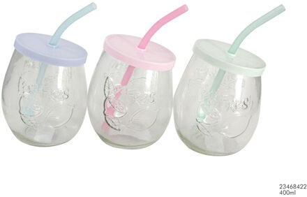 Beker ovaal 400ml met rietje