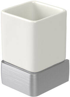 Bekerhouder Haceka Aline Brushed 7,4x11,4 cm Keramiek Geborsteld Zilver