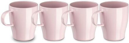 Bekers - 12x stuks - kunststof - roze - 300 ml - onbreekbare mokken - camping - kind