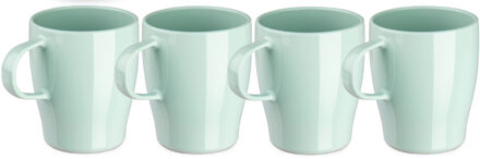 Bekers - 8x stuks - kunststof - groen - 300 ml - onbreekbare mokken - camping - kind