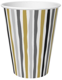 Bekers karton Stripes Black & Gold 24 Cl 10 Stuks