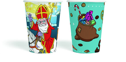 Bekers Sinterklaas & Ozosnel Cartoon (8st) Multikleur - Print