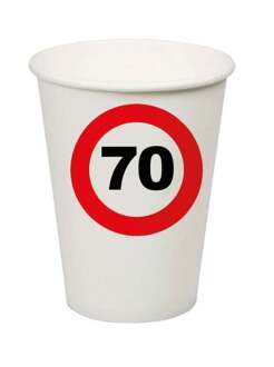 Bekers Verkeersbord 70 Jaar - 8 Stuks Rood - Zalm, Wit - Transparant, Multikleur - Print