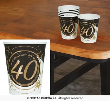 Bekertjes 40 Jaar Zwart & Goud Chique Multikleur - Print