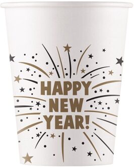 Bekertjes Happy New Year Flares (8st) Multikleur - Print