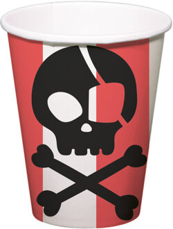 Bekertjes Pirate Party Doodshoofd 250ml (8st) Multikleur - Print