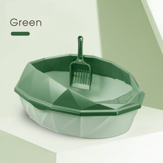 Bekken Van Kattenbakvulling Spill Preventie Semi-Gesloten Kattenbak Super-Sized Kattenbak Kleine Kitten Kat uitwerpselen Wastafel Levert groen / M