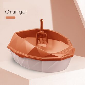 Bekken Van Kattenbakvulling Spill Preventie Semi-Gesloten Kattenbak Super-Sized Kattenbak Kleine Kitten Kat uitwerpselen Wastafel Levert oranje / S