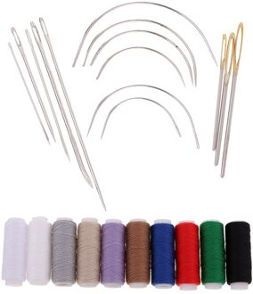 Bekleding Reparatie Kit, 10 Roll Extra Sterke Jeans Draad En 14 Pcs Heavy Duty Diverse Hand Naaien Tapijt Leer Gebogen Naalden