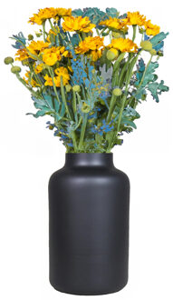 Bela Arte Bloemenvaas Milan - mat zwart glas - D15 x H25 cm - melkbus vaas met smalle hals