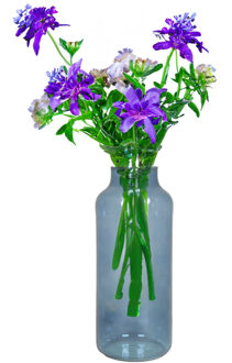 Bela Arte Bloemenvaas Milan - transparant blauw glas - D15 x H35 cm - melkbus vaas met smalle hals