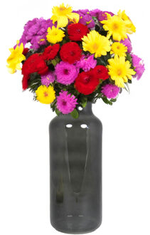 Bela Arte Bloemenvaas Milan - transparant smoke grijs glas - D15 x H35 cm - melkbus vaas met smalle hals