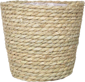Bela Arte Bloempot - rotan - gedraaid riet - 17 cm - mand