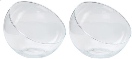 Bela Arte Bolvaas schuine/halve schaal - 2x - transparant gerecycled glas - D20 x H17